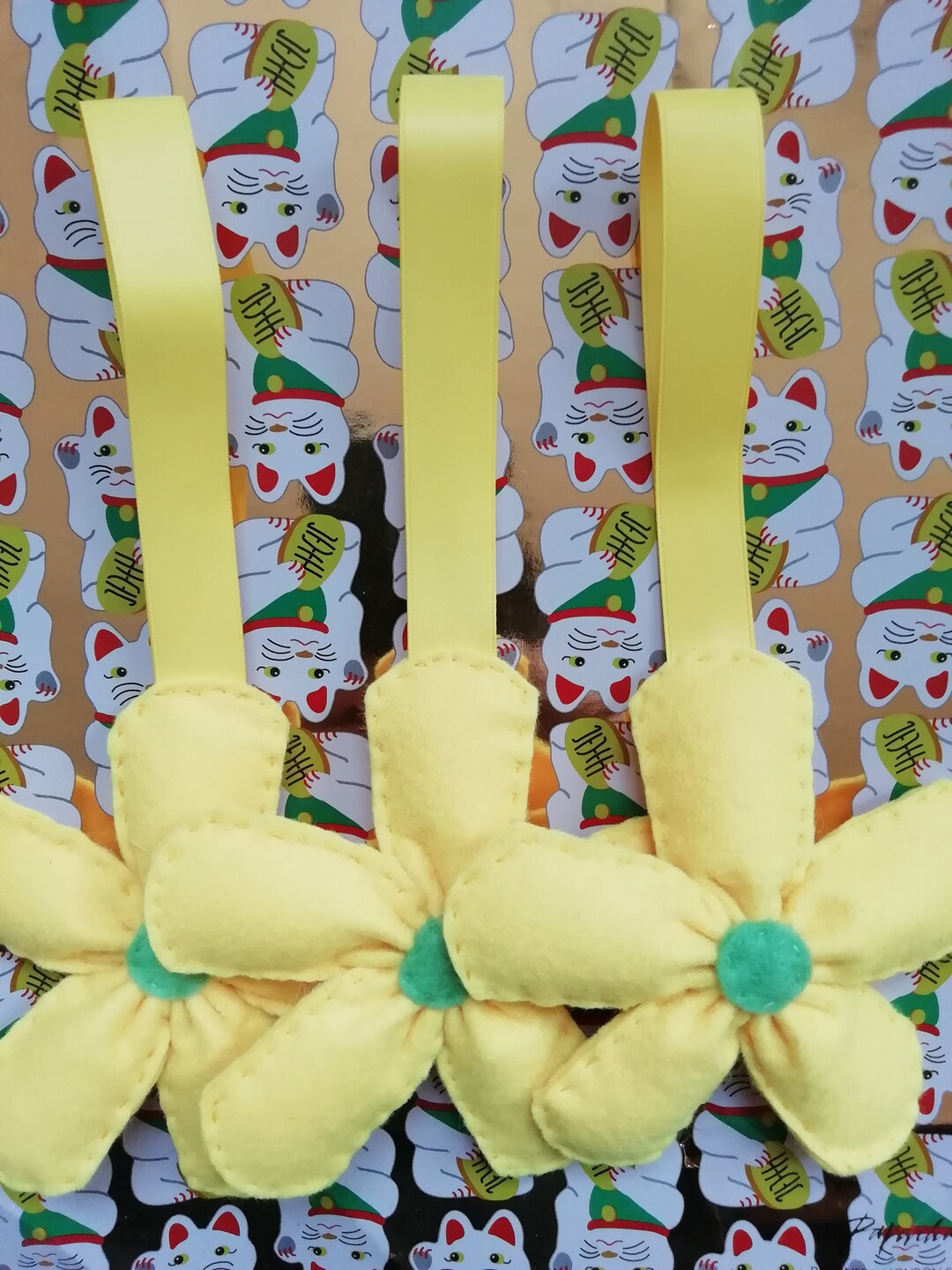 Set of 3 Yellow Hanging Flowers Etsy UK