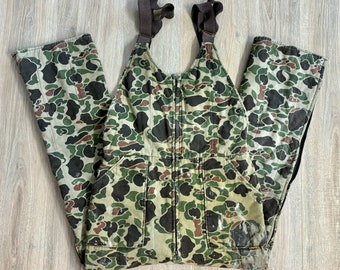 Salopette de chasse isolée vintage des années 80 Black Sheep Duck Camo / Bavoirs (taille Sm/Med)