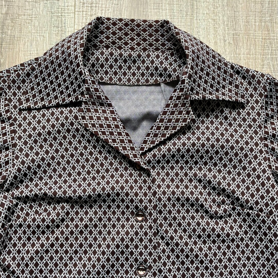 Diamonds Vintage Printed Midi Blouse Shirt.
