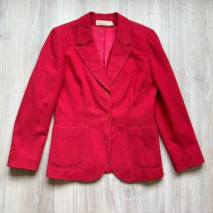 Vintage 60s Solid Red Pendleton Wool Blazer / Sport Coat (Women’s Small)