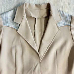 Manteau/blazer sport western beige/écossé vintage femmes, petit/moyen image 6