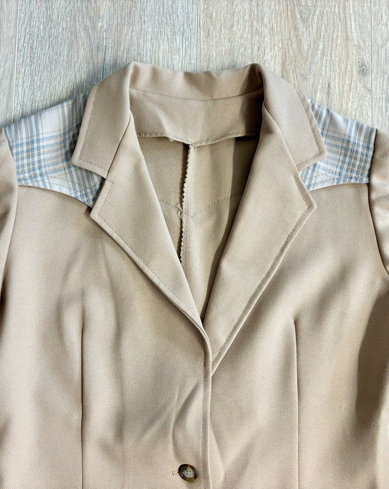 Manteau/blazer sport western beige/écossé vintage femmes, petit/moyen image 6