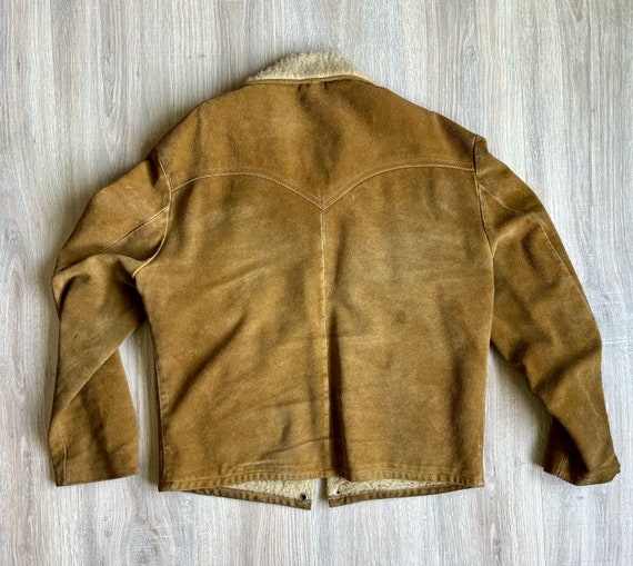 Vintage 50s/60s Jo-O-Kay Leather Sherpa Lined Wes… - image 7