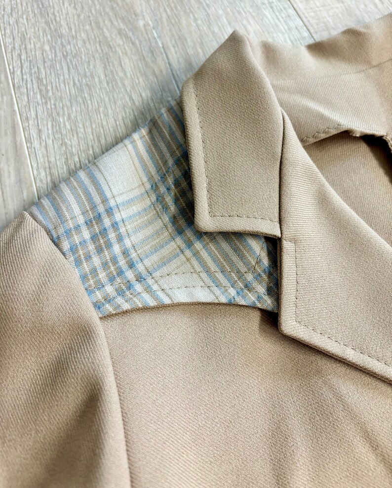 Manteau/blazer sport western beige/écossé vintage femmes, petit/moyen image 7