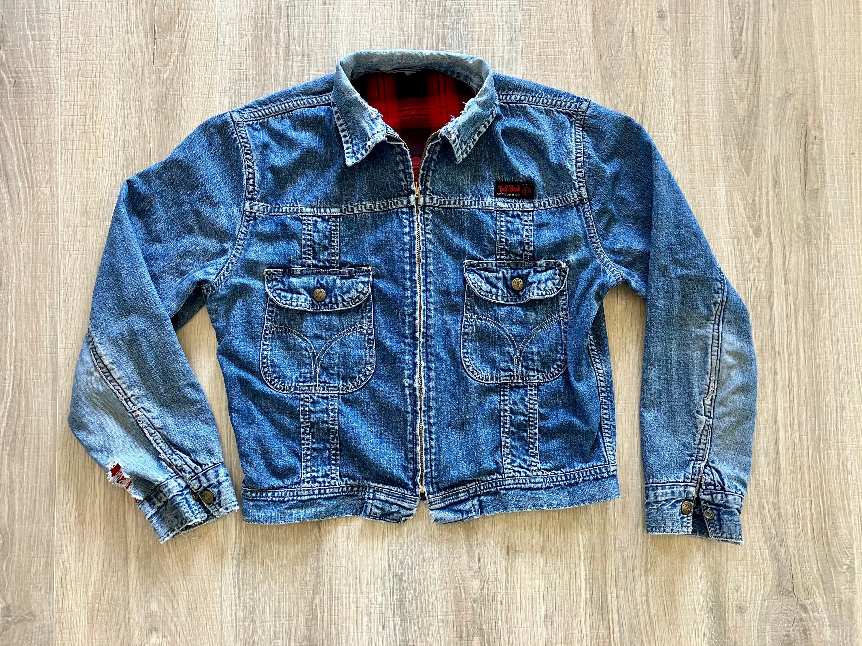 Vintage 70s Tuf-nut Westerns Flannel Lined Denim Jacket mens - Etsy