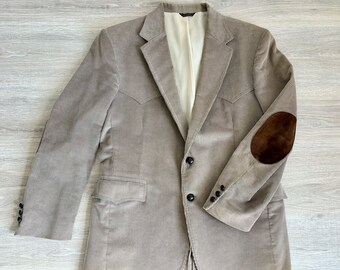 Medium - Vintage 70s Levo's Corduroy Western Sport Coat with Suede Elbow Patches (Size 42R)