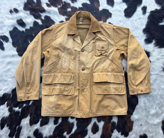 Vintage 50s/60s Khaki Waxed Canvas Hunting Jacket - Corduroy Vintage 50s/60s Khaki Waxed Canvas Hunting Jacket - Corduroy