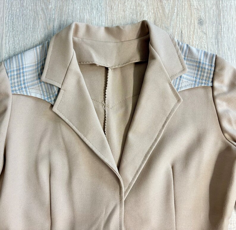 Manteau/blazer sport western beige/écossé vintage femmes, petit/moyen image 4