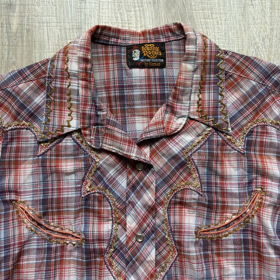 Small - Vintage 70s Kenny Rogers by Karman Plaid … - image 1