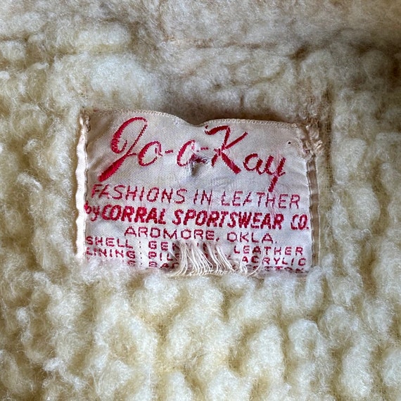 Vintage 50s/60s Jo-O-Kay Leather Sherpa Lined Wes… - image 9