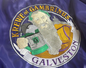 Vintage 90s Mardi Gras / Krew of Gambrinus / Galveston Satin Windbreaker / Bomber Jacket (Men’s XL/2XL)