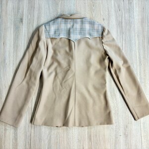 Manteau/blazer sport western beige/écossé vintage femmes, petit/moyen image 8