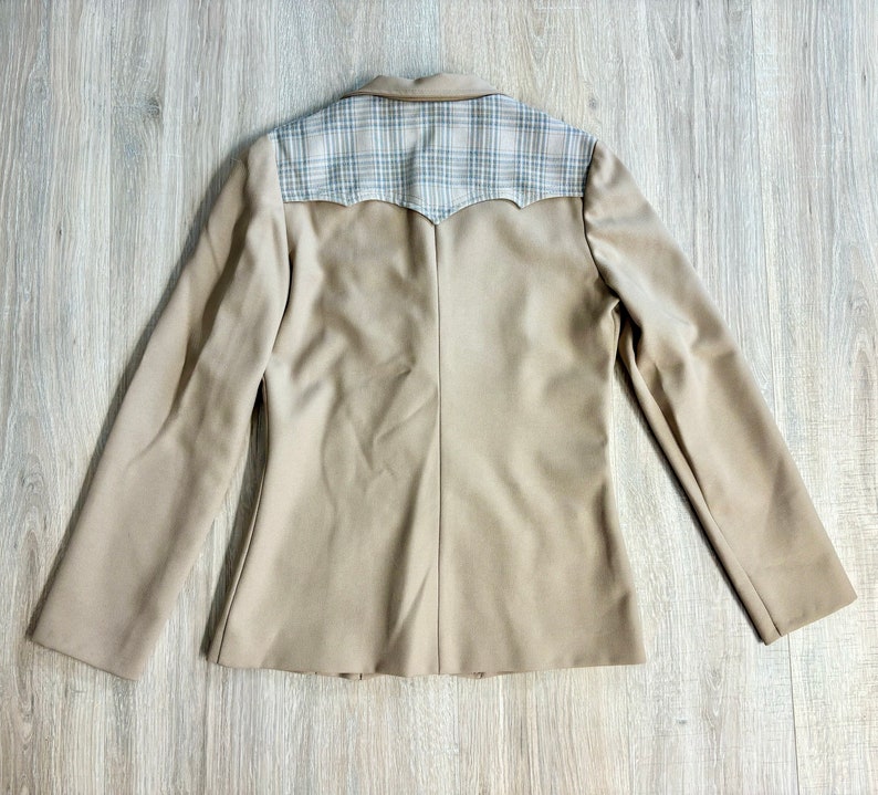 Manteau/blazer sport western beige/écossé vintage femmes, petit/moyen image 8