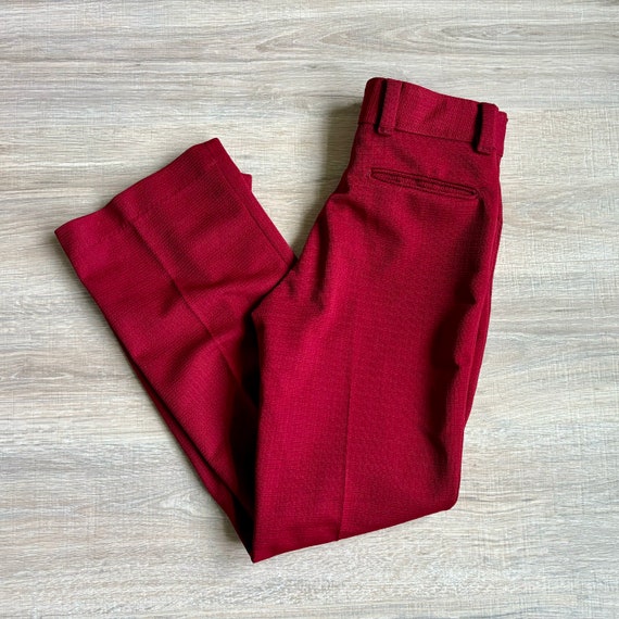 28 Waist Vintage 70s Crimson Red Polyester Wester… - image 1