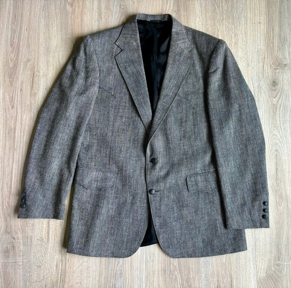 Vintage 80s Pagano West Herringbone Western Sport Coat / Blazer