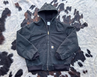 Vintage Carhartt Faded Black Hooded Jacket - Etsy