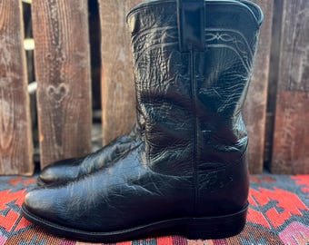 VTG Dan Post Men\'s Exotic Leather Full Quill Ostrich Black & Gray‎ Boots 9D D330 VTG Dan Post Men main image 2