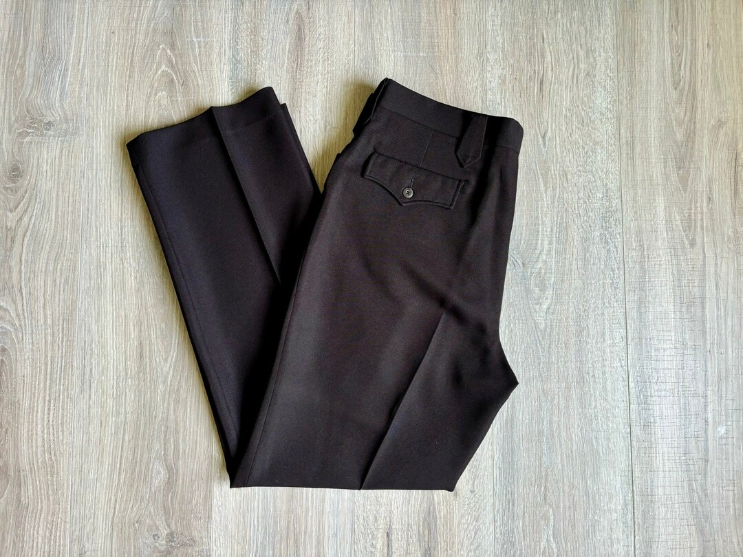 Vintage 70s Brown Dacron Polyester Dress Pants - W 36