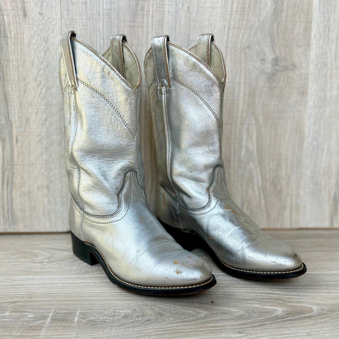 Mens silver cowboy boots hotsell