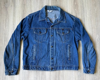 Vintage 50s Denim Jacket Wrangler Blue Jean Jacket Distressed