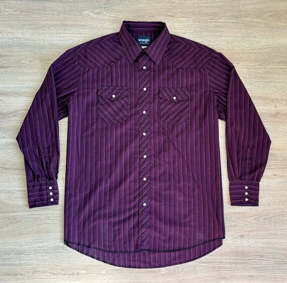 XL/2X - Vintage 90s Wrangler Purple/black Striped Pearlsnap 
