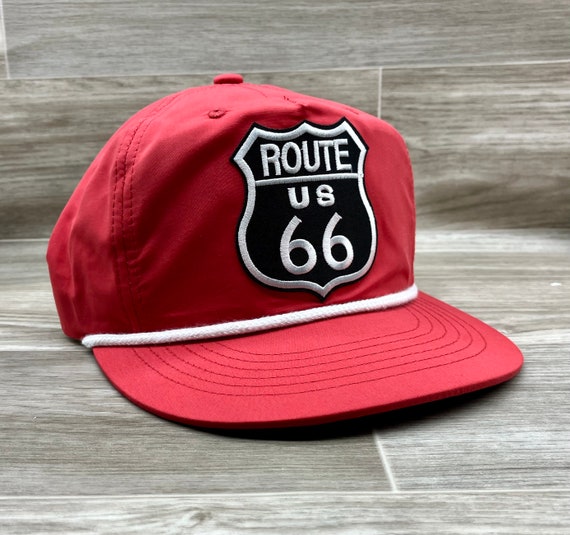 Route 66 Highway Patch on Red Poly Rope 