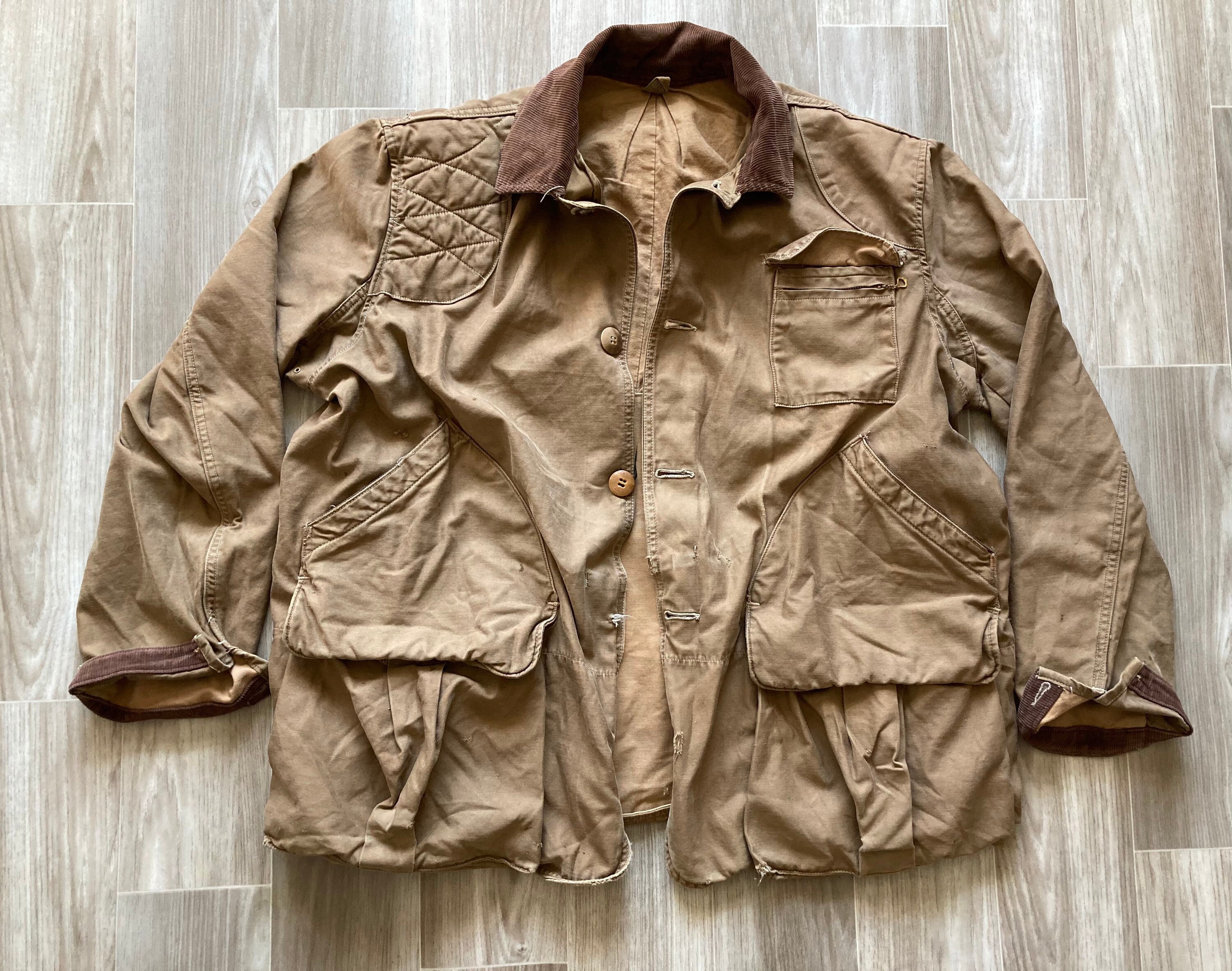Vintage 50s Waxed Canvas Duck Hunting Jacket Size Large Etsy