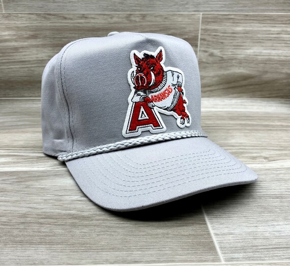 Retro Arkansas Razorbacks Patch on Gray 