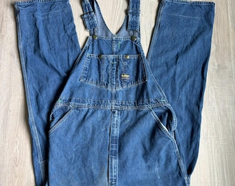 Med/Lrg - Vintage 80s/90s OshKosh Dark Blue Denim Overalls