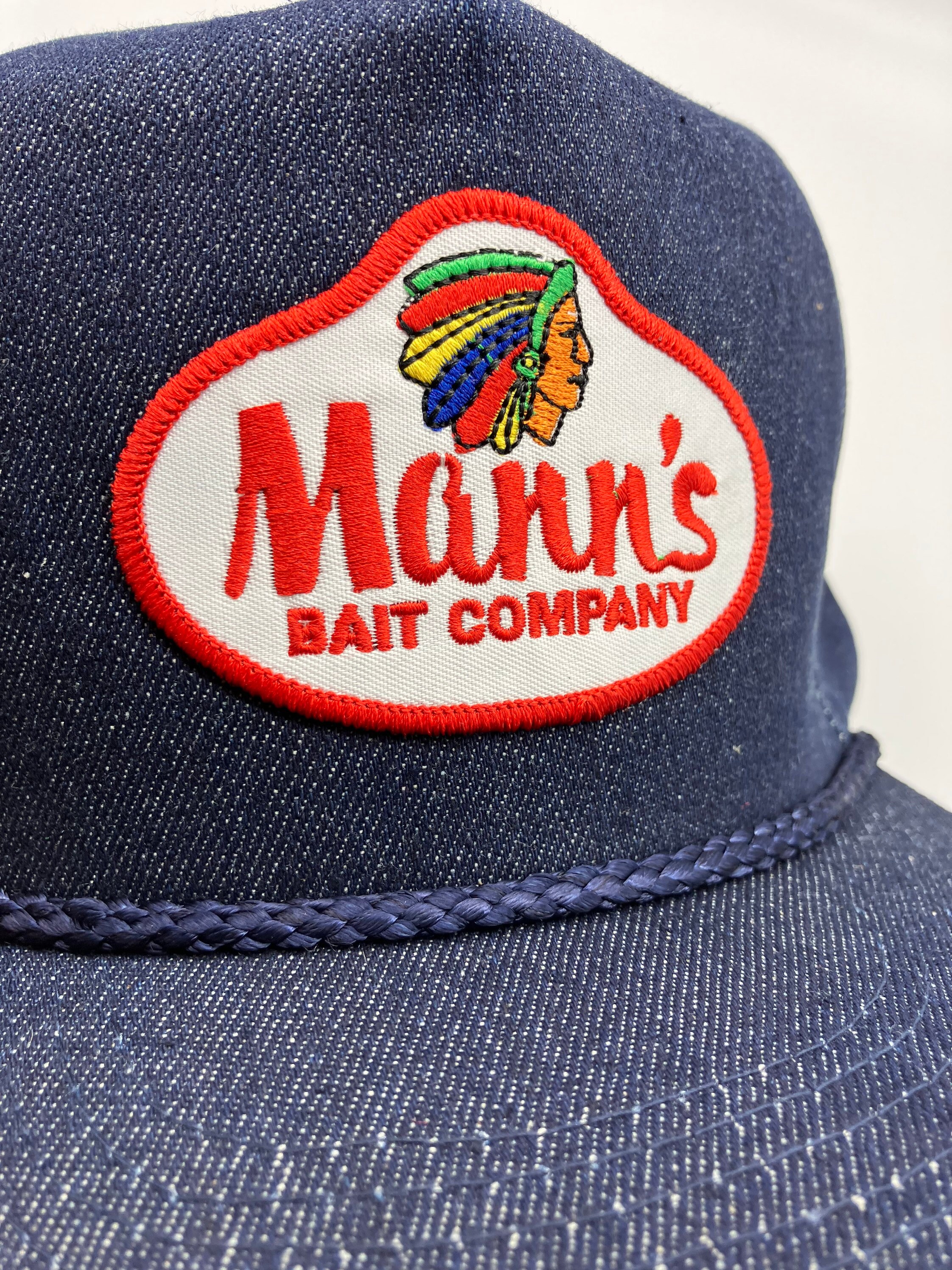 Manns Bait Co. Patch on Denim Rope Hat 
