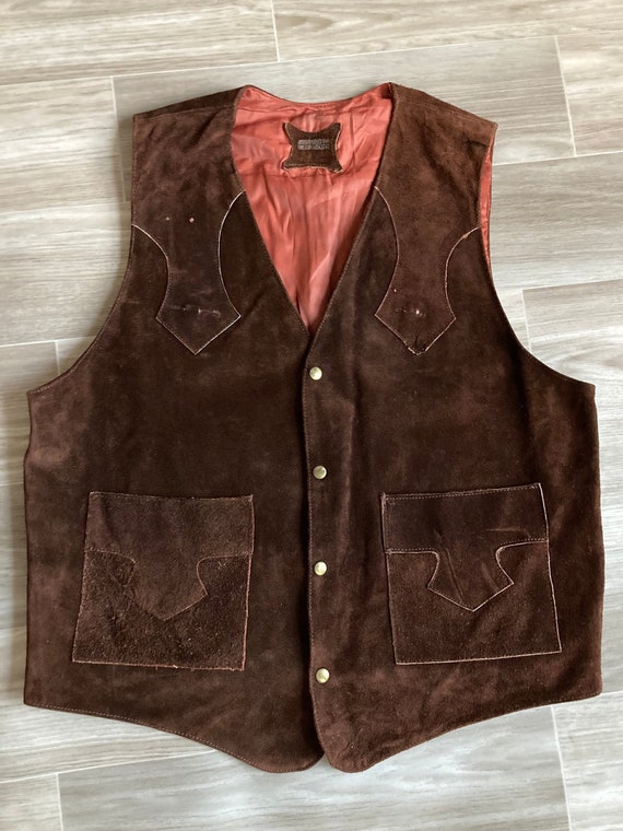 Vintage 70s Suede Leather Western Vest (Size M/L)