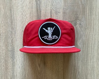 Hang Loose / Shakes Skeleton on Red Poly Rope Hat with Snapback