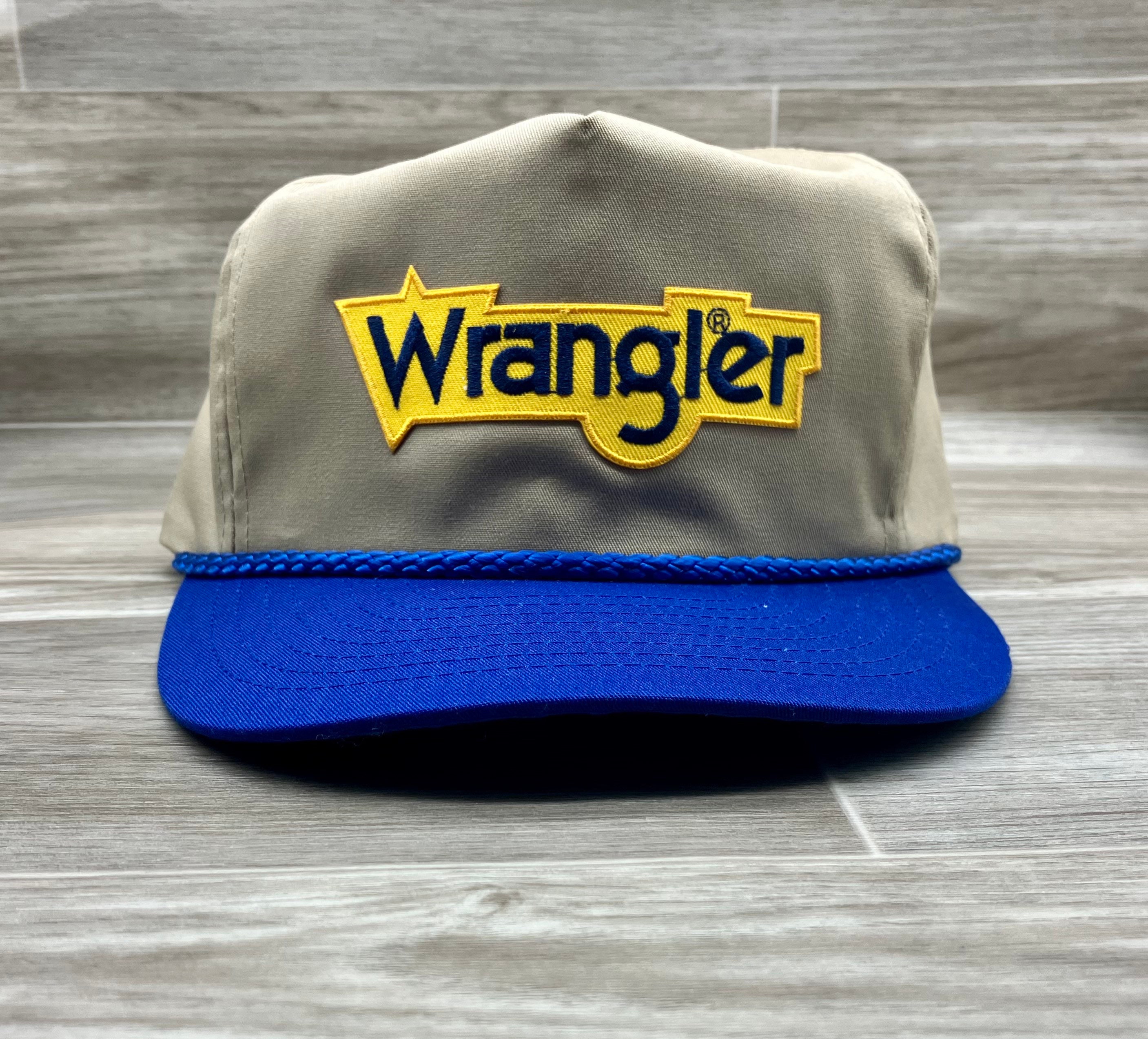 Wrangler on Retro Tan/royal Rope Hat 