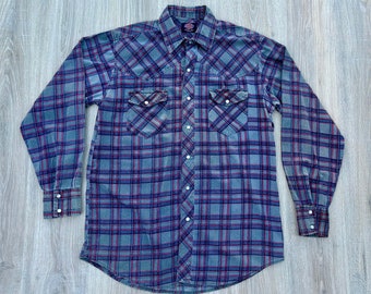 Large - Vintage 90s Dickies Plaid Flannel Pearlsnap Shirt