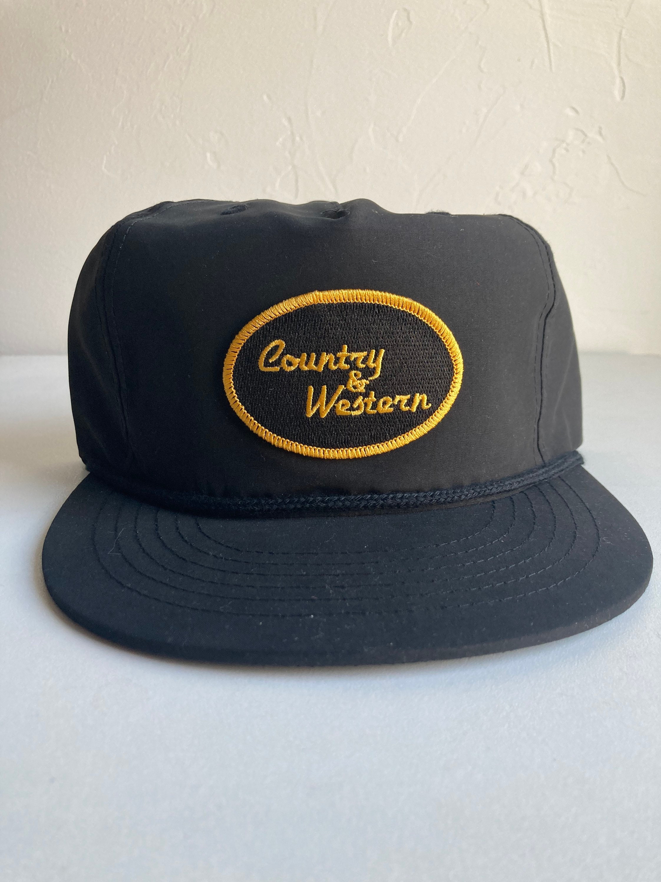 Western Patch on Black Poly Rope Hat 