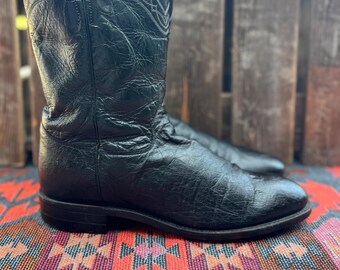 Justin Boots, Black, Exotic Smooth Ostrich Quill leather, Ropers, Mens Size 8D. 1589af772c96652d91d7d751ab688f  main image 2