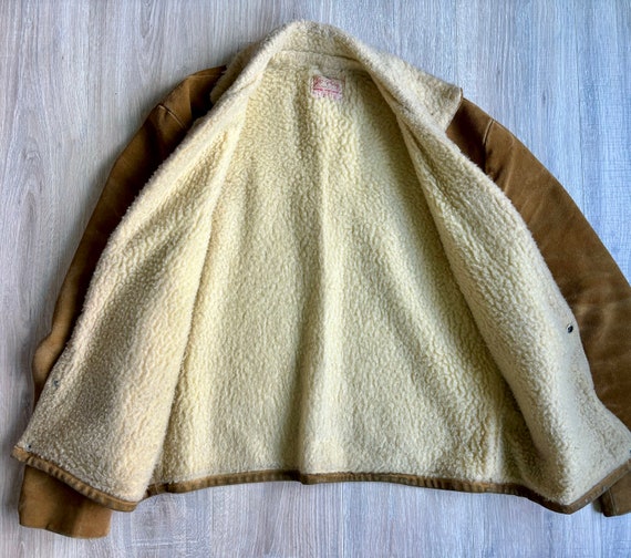 Vintage 50s/60s Jo-O-Kay Leather Sherpa Lined Wes… - image 8