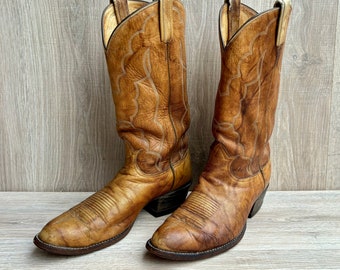 Taglia 9.5 Stivali da cowboy vintage in pelle Tony Lama