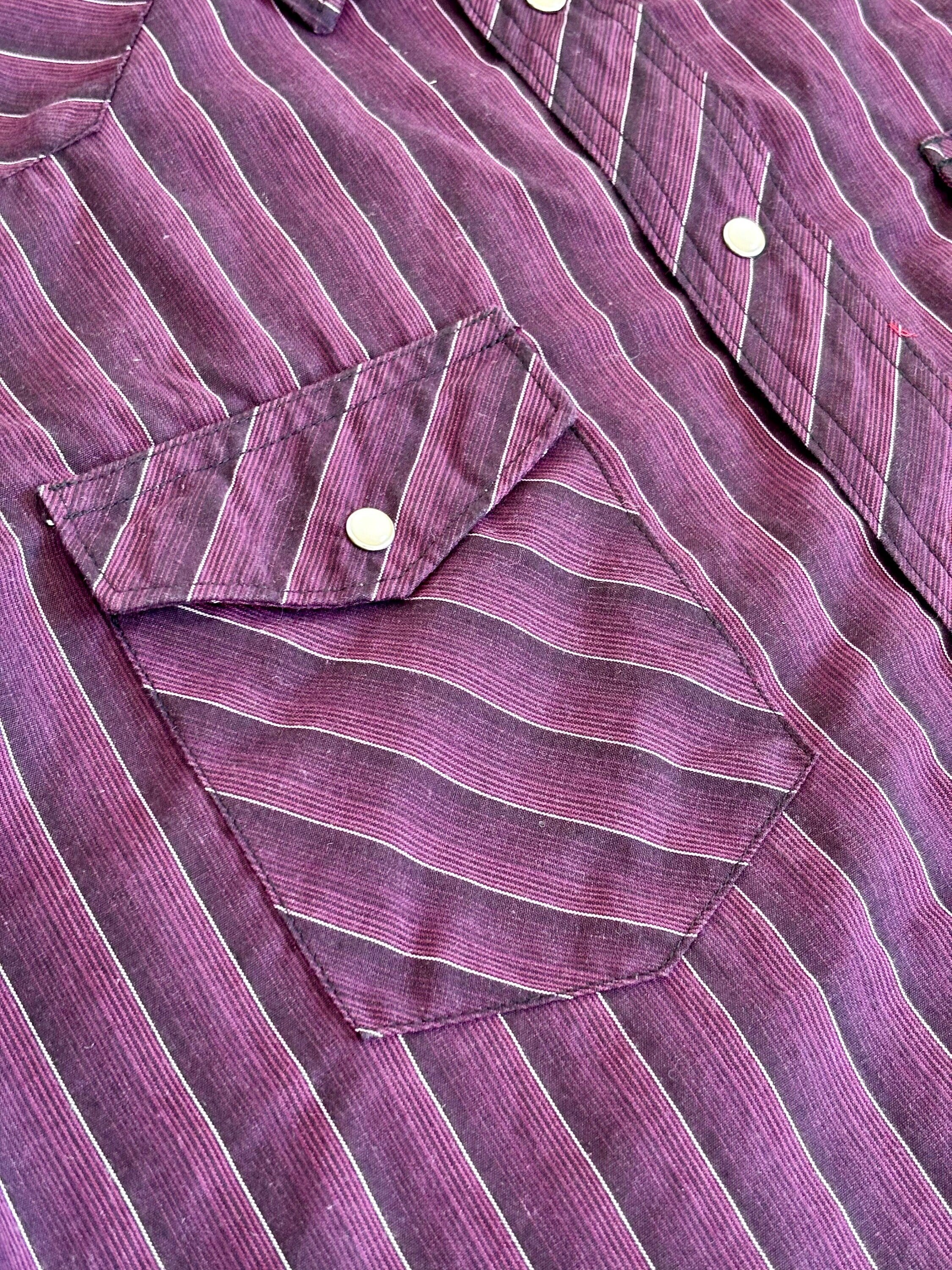 XL/2X - Vintage 90s Wrangler Purple/black Striped Pearlsnap XL/2X - Vintage 90s Wrangler Purple/black Striped Pearlsnap
