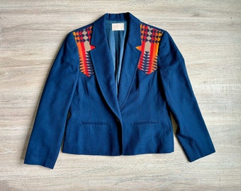 Vintage Pendleton Western Navy Sport Coat / Blazer (Womens Sm/Med)