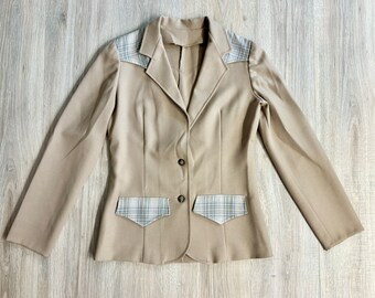 Cappotto/giacca sportiva vintage beige/plaid western (Donna SM/Med)