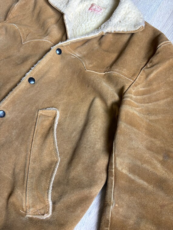 Vintage 50s/60s Jo-O-Kay Leather Sherpa Lined Wes… - image 4