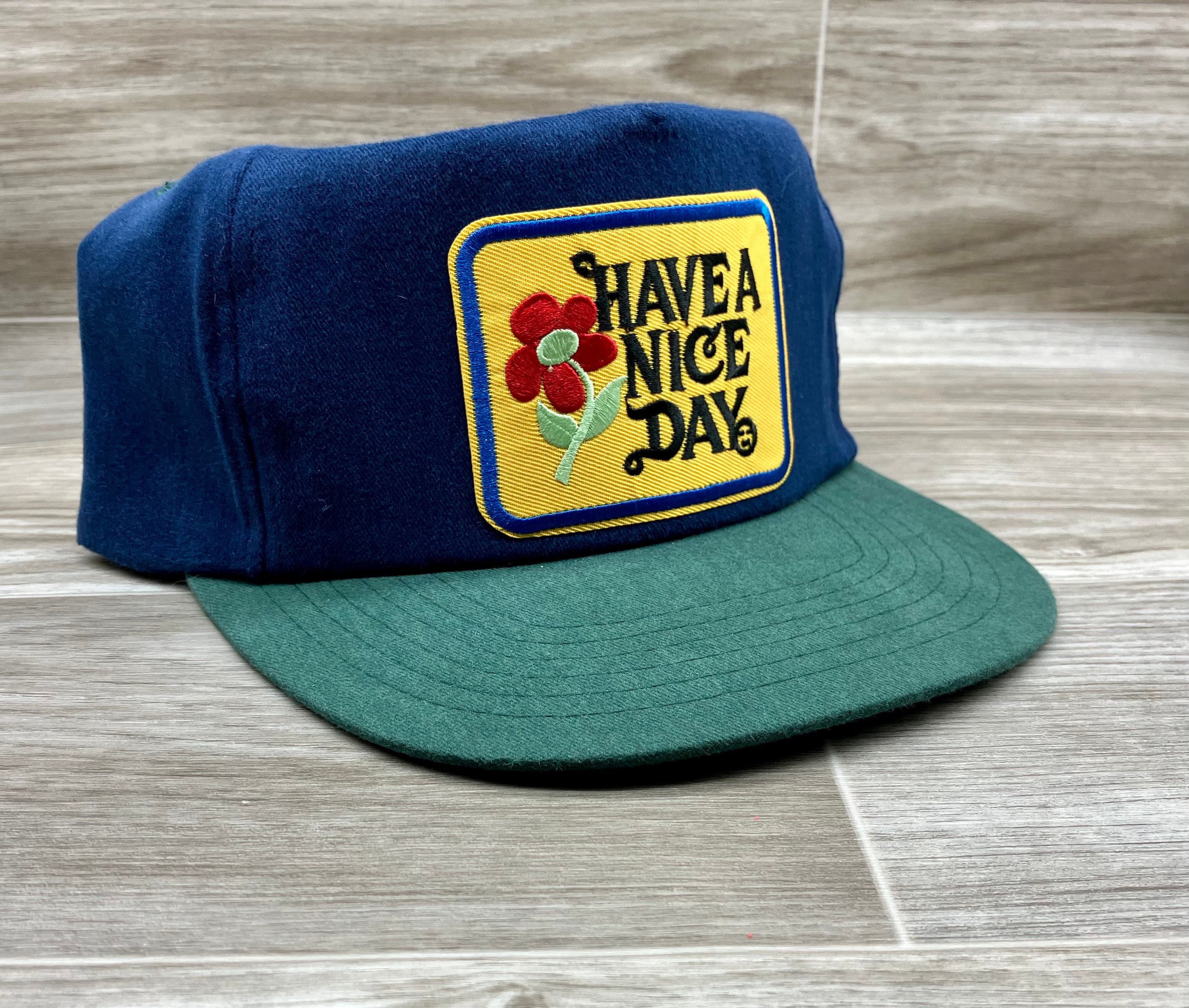 Have A Nice Day Patch on Navy/Teal Hat with Snapback