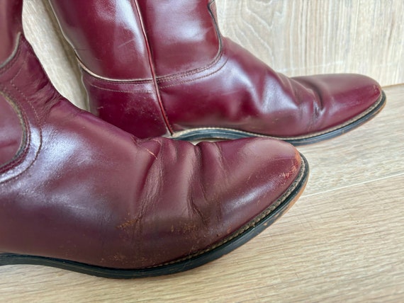 Size 9.5 Vintage Diamond J Maroon Roper Cowboy Bo… - image 5