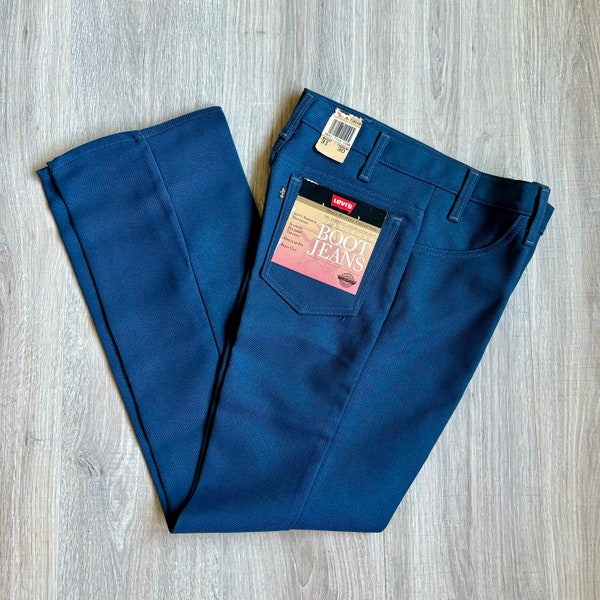 31x30 Cobalt Blue Vintage 80s Levi’s Saddleman Boot Jeans / Black Tab Polyester Western Pants