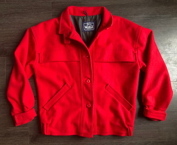 Vintage 1960s Red Woolrich Overcoat / Wool Jacket