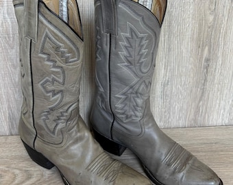 Women’s Size 9B Vintage 80s Mercedes by Teners Gray Leather Cowboy Boots