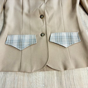 Manteau/blazer sport western beige/écossé vintage femmes, petit/moyen image 3