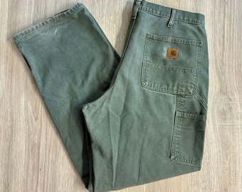 Pantalon de travail Carhartt vert délavé (taille 36)