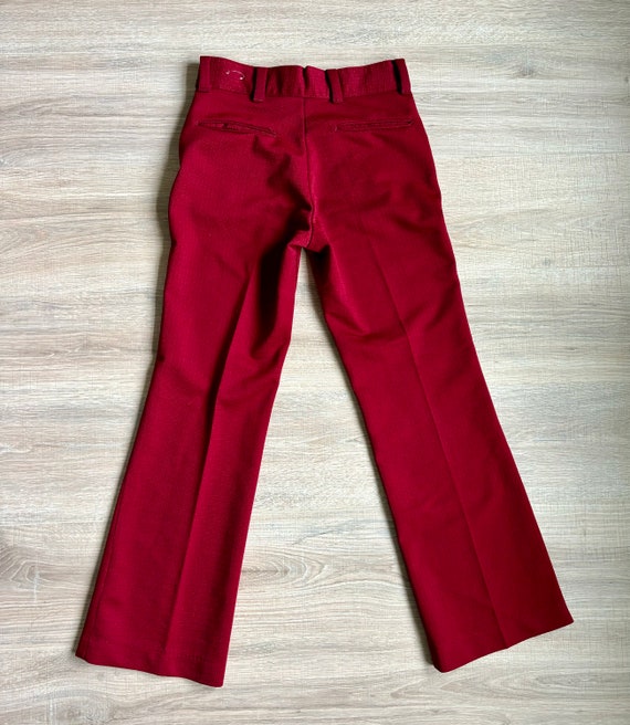 28 Waist Vintage 70s Crimson Red Polyester Wester… - image 8